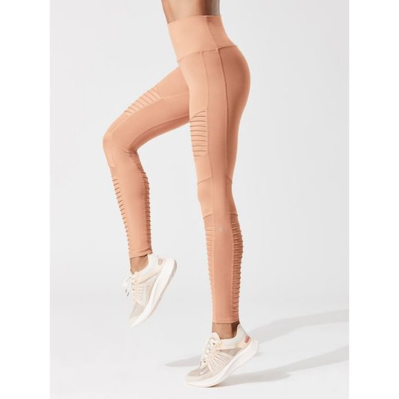 Like New Alo Yoga High Waist Henna & Henna Glossy Moto Leggings - Picture 4 of 13